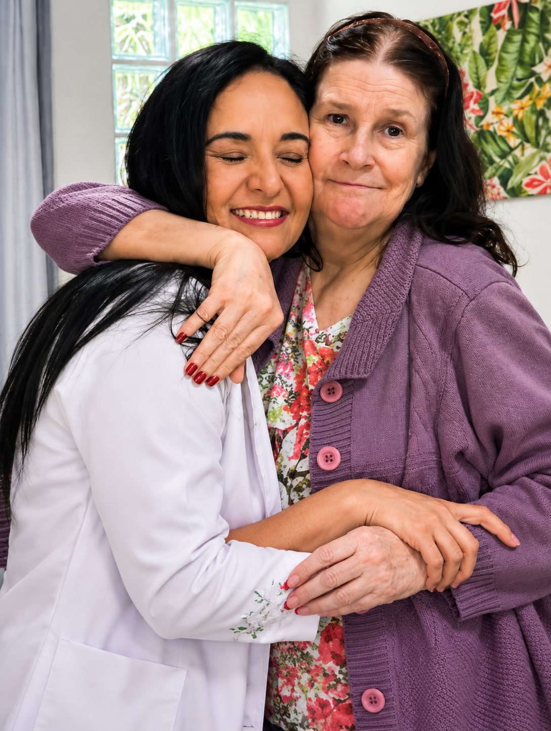 Abraço carinhoso entre gerações